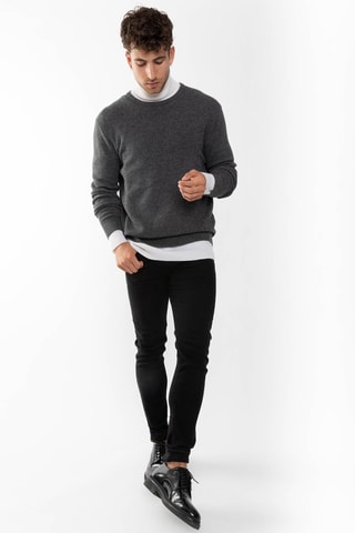 Pull Victo 100% cachemire, 4 fils - Col rond - Anthracite chiné