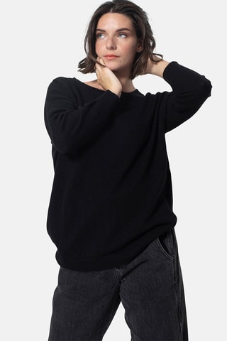 Pull Goléon 100% cachemire, 2 fils - Col rond - Noir