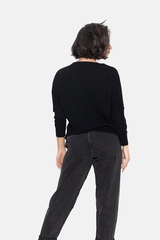 Pull Goléon 100% cachemire, 2 fils - Col rond - Noir