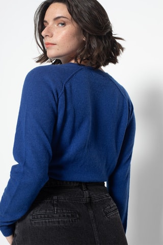 Pull Etret 100% cachemire, 2 fils - Col rond - Bleu cobalt