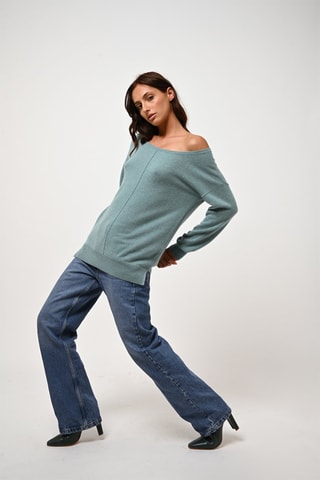 Pull Faraut 100% cachemire - Col rond - Vert chiné