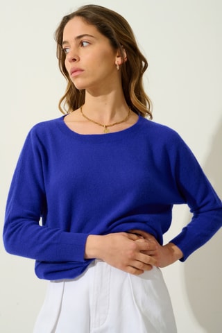 Pull Goléon 100% cachemire - Col rond - Indigo
