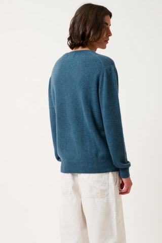 Pull Agel 100% cachemire - Col en V - Vert canard chiné