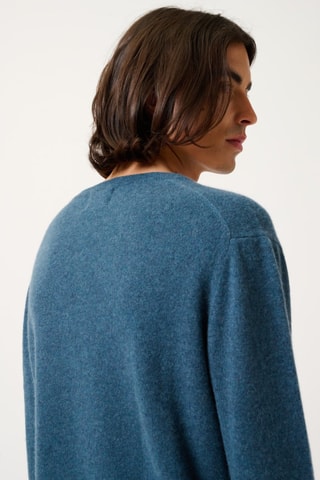 Pull Agel 100% cachemire - Col en V - Vert canard chiné