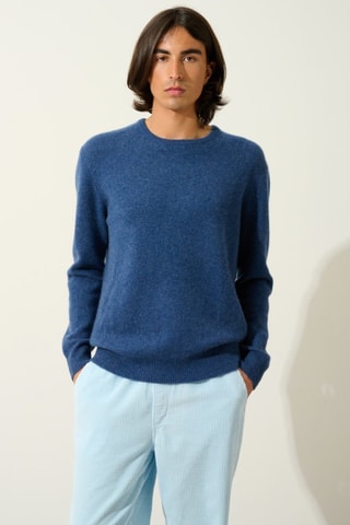 Pull Victo 100% cachemire, 4 fils - Col rond - Océan chiné