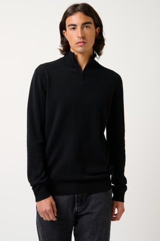 Pull camionneur Ambin 100% cachemire - Col montant - Noir