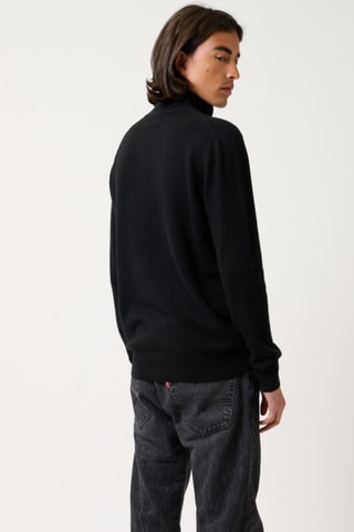 Pull camionneur Ambin 100% cachemire - Col montant - Noir