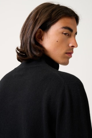 Pull camionneur Ambin 100% cachemire - Col montant - Noir