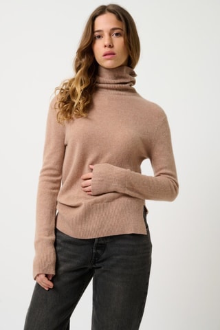 Pull Fornet 100% cachemire, 2 fils - Col montant - Camel