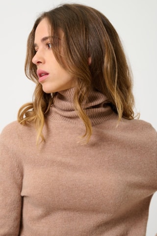 Pull Fornet 100% cachemire, 2 fils - Col montant - Camel