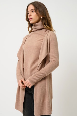 Pull Fornet 100% cachemire, 2 fils - Col montant - Camel