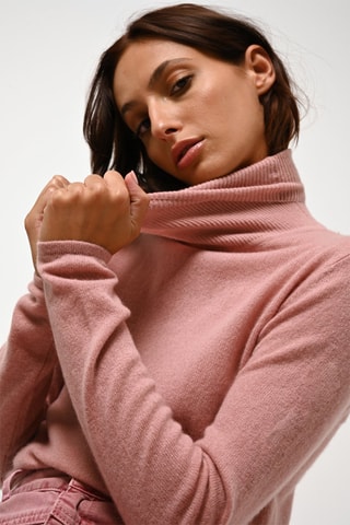 Pull Bise 100% cachemire - Col montant - Bois de rose