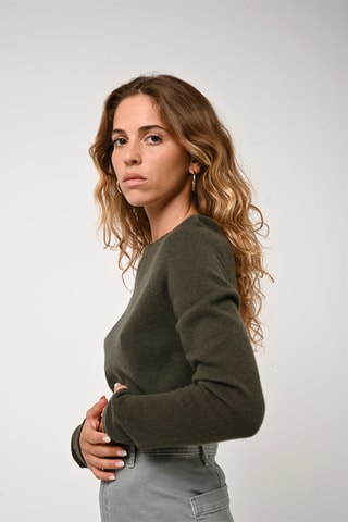 Pull Ecrin 100% cachemire - Col rond - Kaki