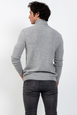 Pull Martin 100% cachemire, 4 fils - Col montant - Gris clair chiné, 340 g