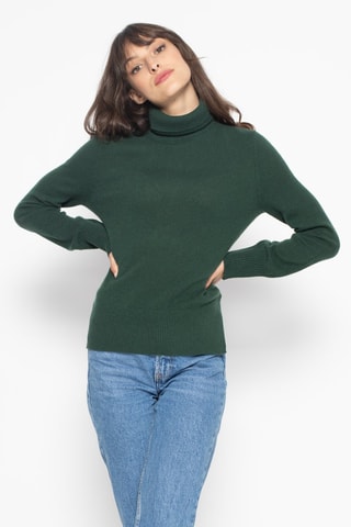 Pull Fornet 100% cachemire, 2 fils - Col montant - Vert foncé
