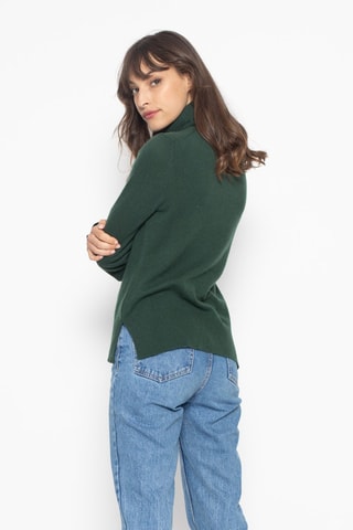 Pull Fornet 100% cachemire, 2 fils - Col montant - Vert foncé