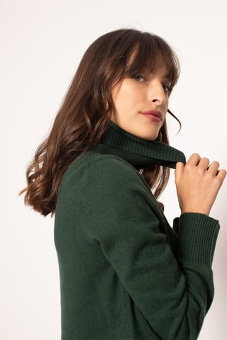 Pull Fornet 100% cachemire, 2 fils - Col montant - Vert foncé