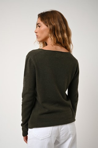 Pull Galise 100% cachemire - Col en V - Kaki