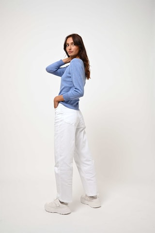 Pull Estaris 100% cachemire - Col rond boutonné dos - Bleu ciel