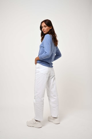 Pull Estaris 100% cachemire - Col rond boutonné dos - Bleu ciel