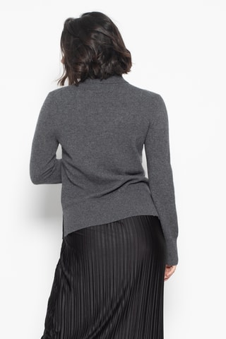 Pull Fornet 100% cachemire, 2 fils - Col montant - Anthracite chiné