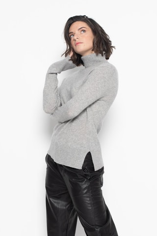 Pull Fornet 100% cachemire, 2 fils - Col montant - Gris clair chiné