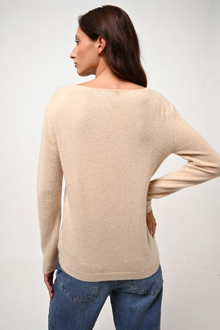 Pull Lanfon 100% cachemire, 2 fils - Encolure bateau - Sable