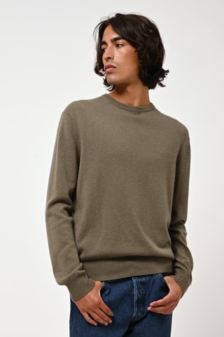 Pull Aiglière 100% cachemire, 2 fils - Col rond - Kaki