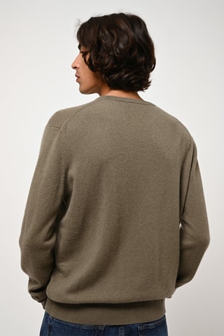 Pull Aiglière 100% cachemire, 2 fils - Col rond - Kaki