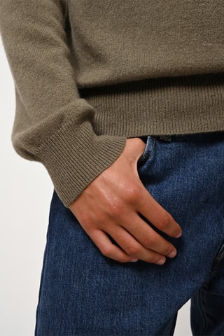 Pull Aiglière 100% cachemire, 2 fils - Col rond - Kaki