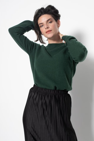 Pull Etret 100% cachemire, 2 fils - Col rond - Vert foncé