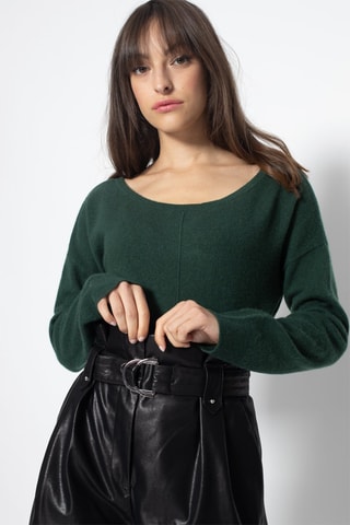 Pull Faraut 100% cachemire, 2 fils - Col rond - Vert foncé