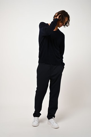 Pull Agel 100% cachemire, 2 fils - Col en V - Bleu marine