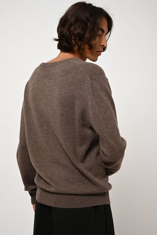 Pull Agel 100% cachemire, 2 fils - Col en V - Taupe chiné