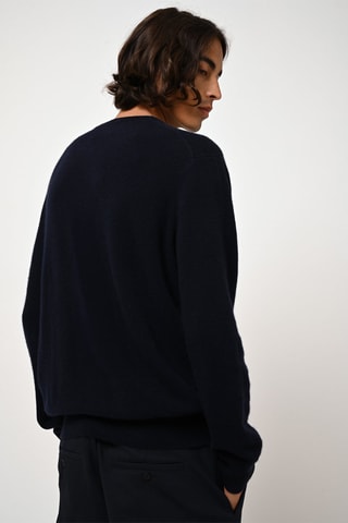 Pull Aiglière 100% cachemire, 2 fils - Col rond - Bleu marine