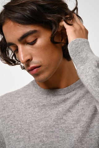 Pull Aiglière 100% cachemire, 2 fils - Col rond - Gris chiné