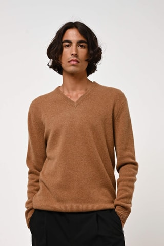 Pull Victor 100% cachemire, 4 fils - Col en V - Noisette, 268 g