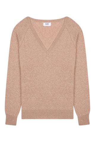 Pull Giusalet 100% cachemire, 2 fils - Col en V - Camel chiné