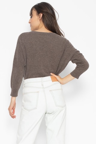 Pull Goléon 100% cachemire, 2 fils - Col bateau - Taupe chiné