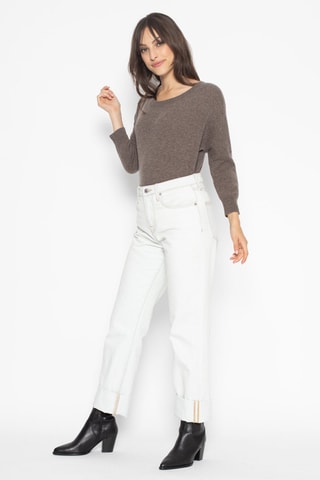 Pull Goléon 100% cachemire, 2 fils - Col bateau - Taupe chiné