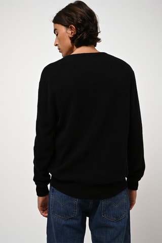Pull Agel 100% cachemire, 2 fils - Col en V - Noir