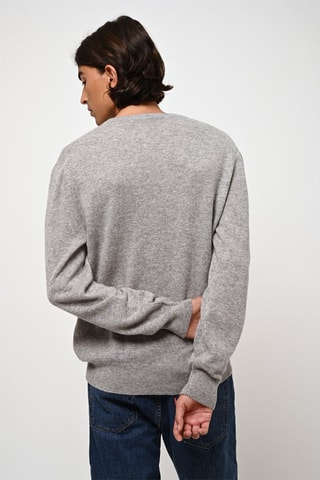 Pull Agel 100% cachemire, 2 fils - Col en V - Gris chiné