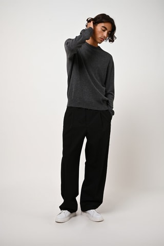 Pull Aiglière 100% cachemire, 2 fils - Col rond - Anthracite chiné