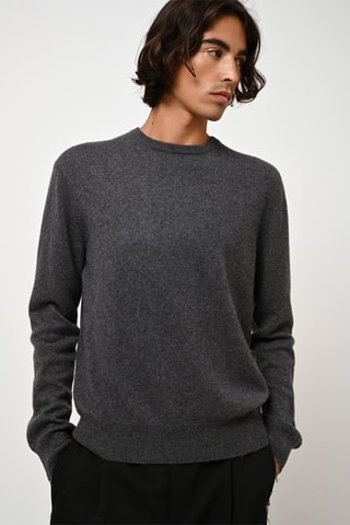 Pull Aiglière 100% cachemire, 2 fils - Col rond - Anthracite chiné