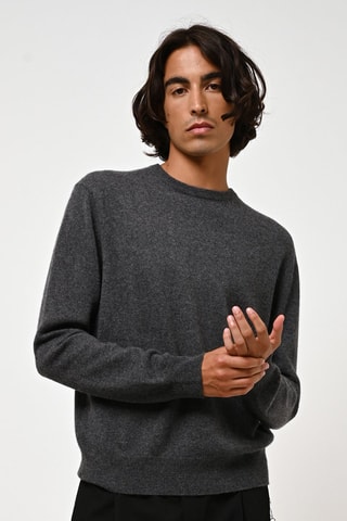 Pull Aiglière 100% cachemire, 2 fils - Col rond - Anthracite chiné