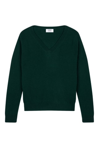 Pull Gardoria 100% cachemire, 2 fils - Col en V - Vert foncé