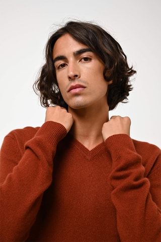 Pull Victor 100% cachemire, 4 fils - Col en V - Ecureuil, 268 g