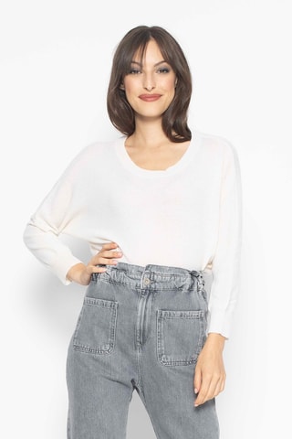 Pull Goléon 100% cachemire, 2 fils - Col bateau - Ivoire