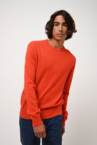 Pull Aiglière 100% cachemire, 2 fils - Col rond - Orange