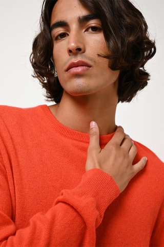 Pull Aiglière 100% cachemire, 2 fils - Col rond - Orange